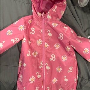 Barbie Pink Floral & Flamingo Hooded Kids Jacket